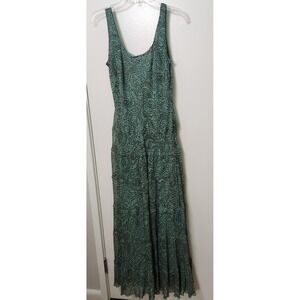 Jones Studio Green Brown 8 Tiered Broomstick Maxi Sleeveless Dress 8 Vtg Y2K 90s